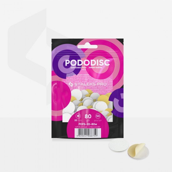 Refill set nail file white soft for PODODISC STALEKS PRO M 80 grit (50 pcs)