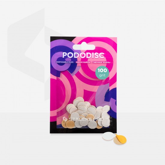 Refill set nail file white PODODISC STALEKS PRO XS 100 grit (50 pcs)