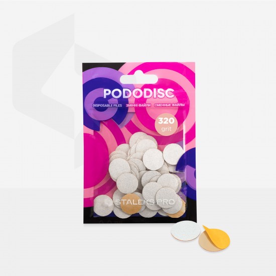 Refill set nail file white PODODISC STALEKS PRO S 320 grit (50 pcs)