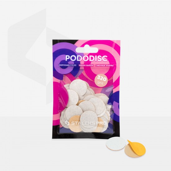 Refill set nail file white PODODISC STALEKS PRO M 320 grit (50 pcs)
